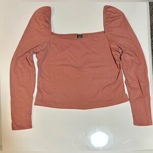 NWT Wild Fable Square Neck Long Sleeve Crop Top - Rose color, Women's XXL
